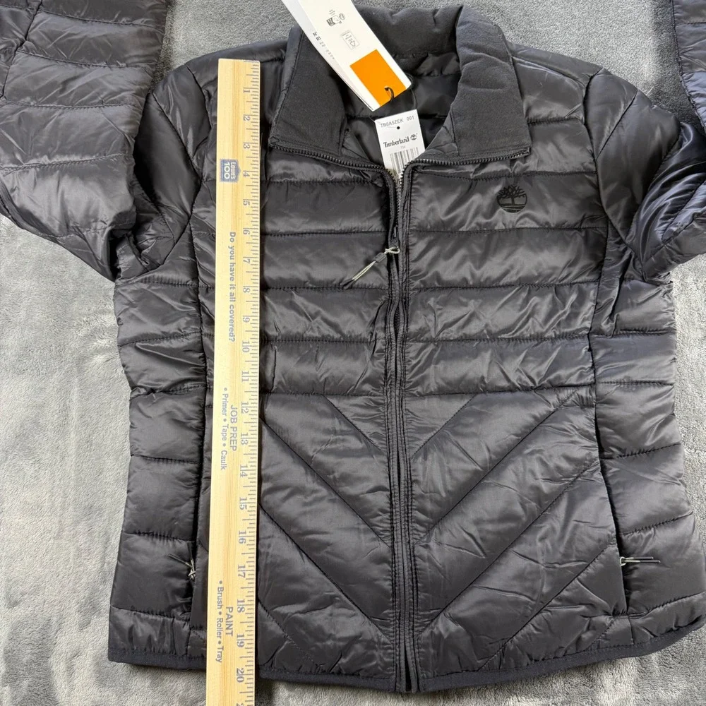 Timberland Women Lightweight Puffer Jacket Black Full Zip Collared Size S P